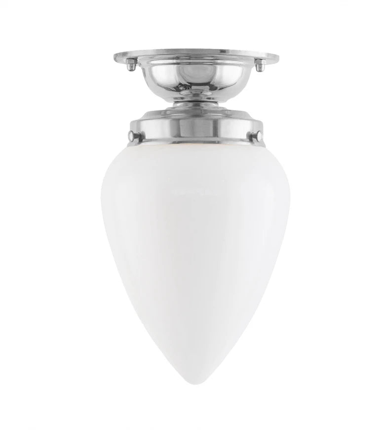 Lundkvist 80 Nickel-Plated White Drop Bathroom Light Fixture - Perfect for Modern Bathroom Vanity, Spa, and Powder Room Lighting