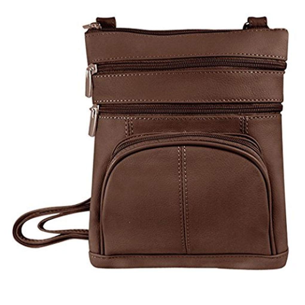 SILVERFEVER Women's Genuine Leather RFID Blocking Crossbody Bag - Small Round Shoulder Purse with Secure Pocket for Travel, Shopping & Everyday Use