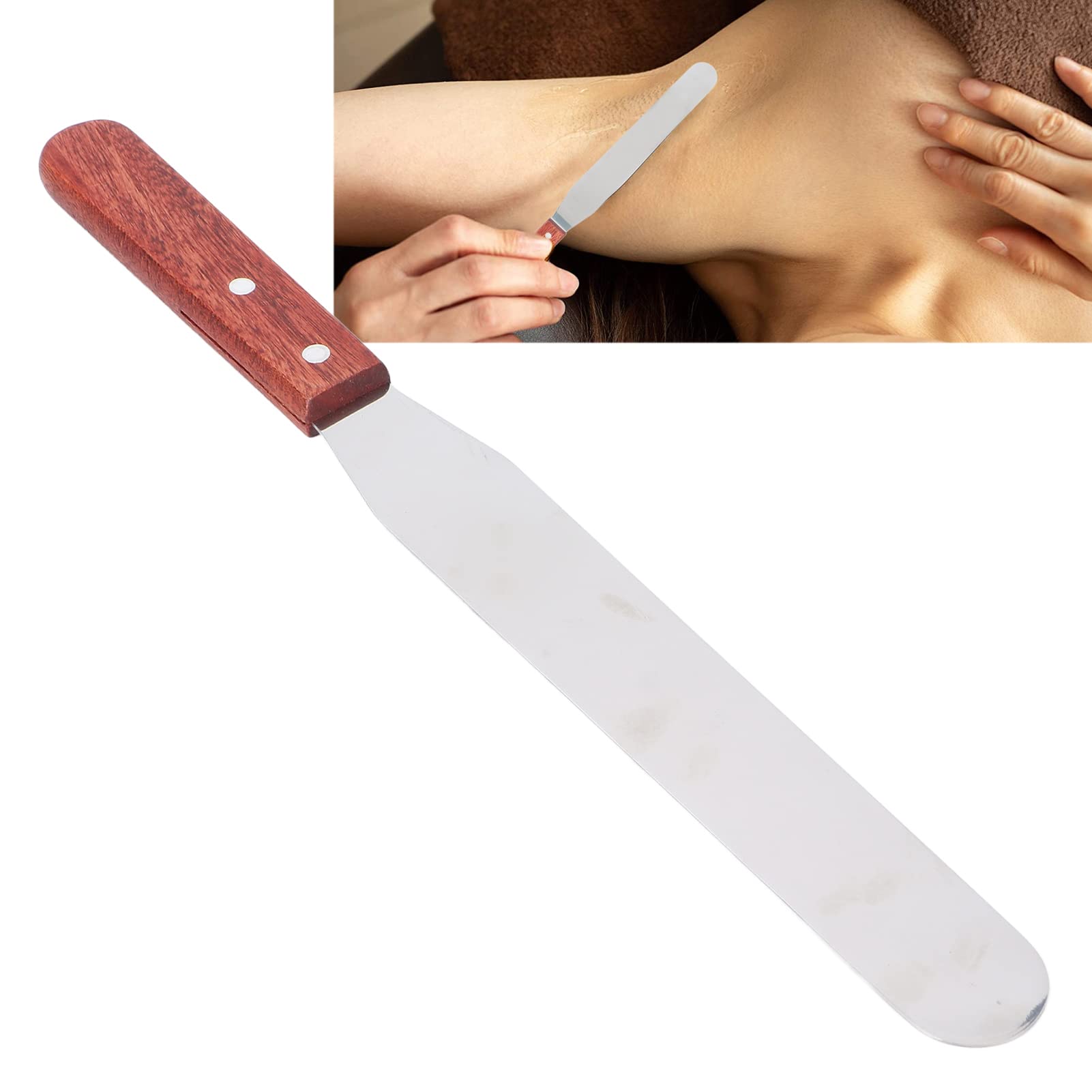 Stainless Steel Wax Spatula with Wooden Handle - Professional Eyebrow & Body Waxing Tool for Hair Removal - Perfect for Salon, Spa & Home Use
