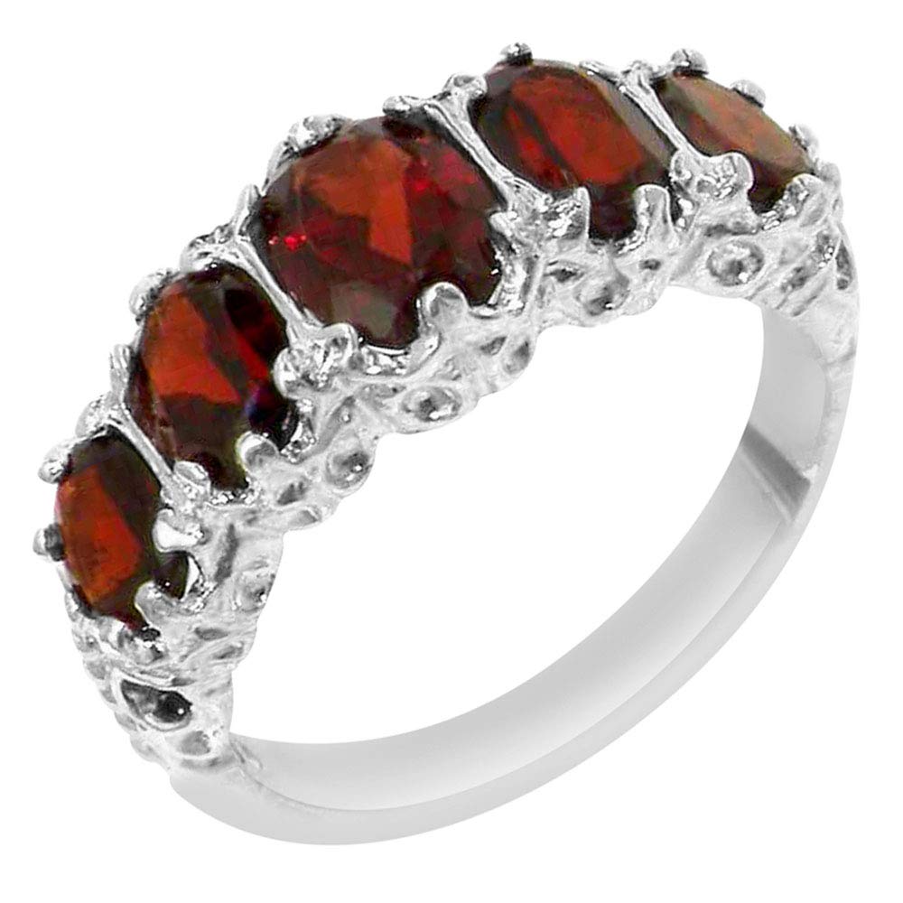 925 Sterling Silver Genuine Garnet Women's Band Ring - Elegant Stackable Ring for Everyday Wear, Gift for Her, Wedding, Anniversary & Special Occasions