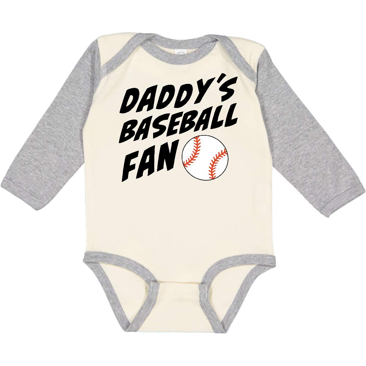 Inktastic Daddy's Baseball Fan Long Sleeve Baby Bodysuit - Soft Cotton Infant Romper for Baseball Games & Family Outings