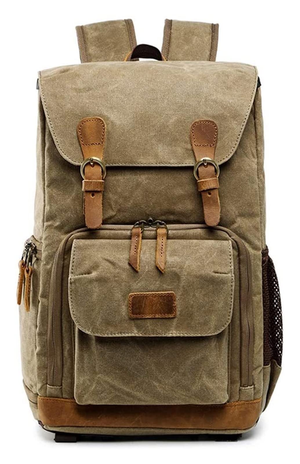 Professional Waterproof Canvas Camera Backpack for Photographers - Durable Outdoor Photography Bag with Large Capacity, Fits 15 Inch Laptop (19X42X30CM, Khaki) - Perfect for Travel, Hiking & Photo Shoots