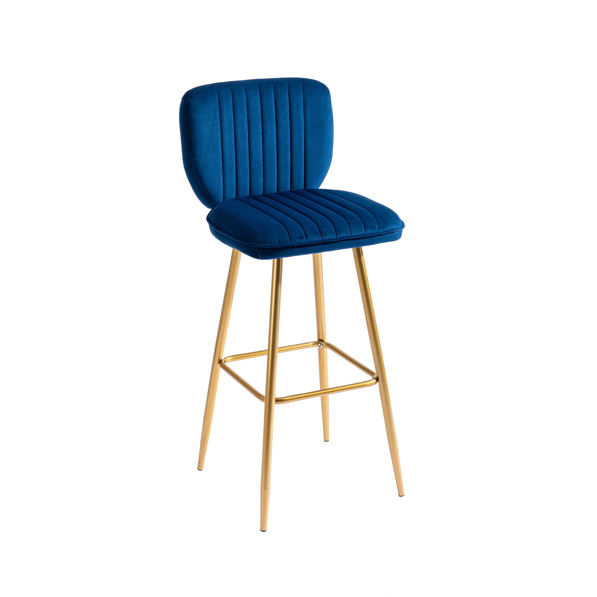 Modern Velvet Bar Stools with Backrest & Footrest - Counter Height Dining Chairs for Kitchen Island, Home Bar, Pub & Restaurant - Navy Blue Velvet Upholstery - Perfect for Entertaining & Casual Dining
