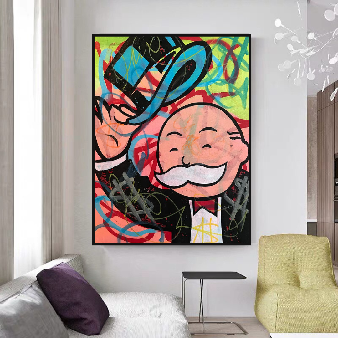 Alec Monopoly Magician Canvas Print - Millionaire Art Wall Decor for Living Room, Office & Gallery