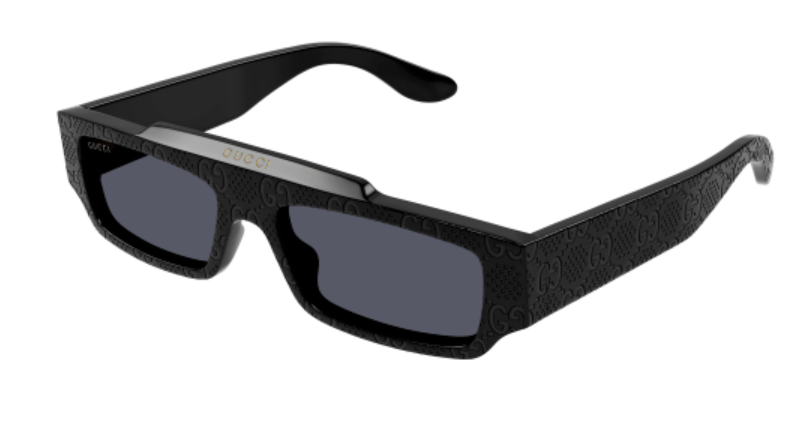 Gucci GG1592S 001 Black/Grey Rectangular Men's Sunglasses - Polarized UV Protection Luxury Aviator Shades for Driving, Travel & Outdoor Fashion