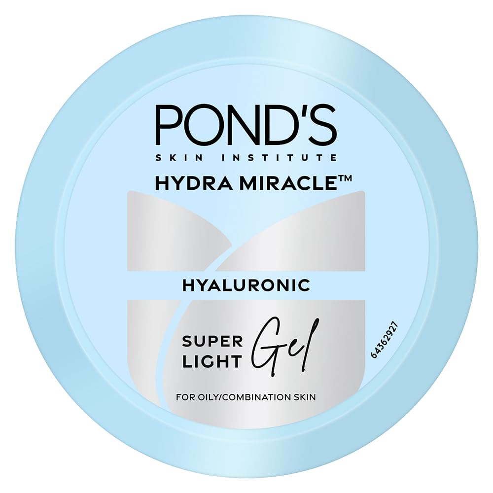Pond's Super Light Gel Oil-Free Moisturizer with Hyaluronic Acid & Vitamin E - 200ml | Hydrating Face Cream for Dry & Sensitive Skin | Day & Night Use for Glowing Complexion