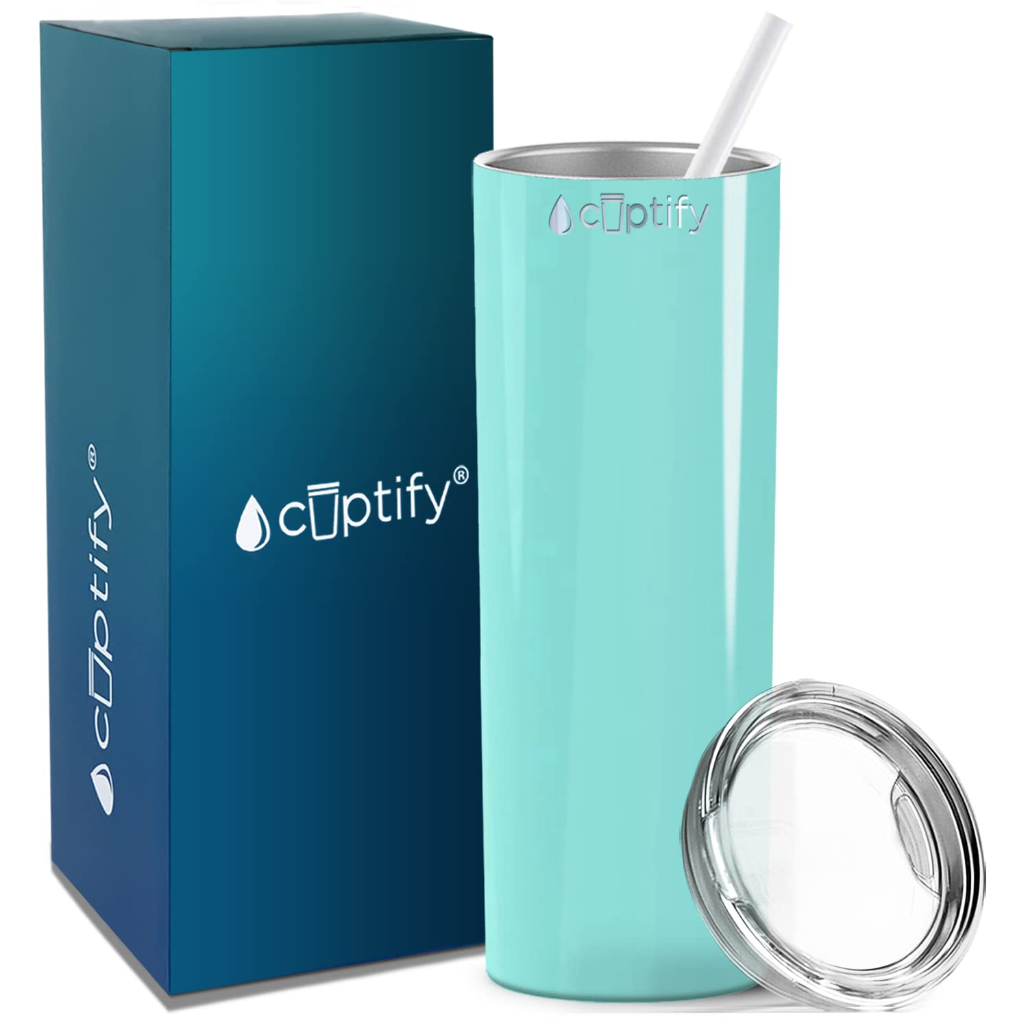 Cuptify 20 oz Stainless Steel Vacuum Insulated Travel Mug with Lid - Seafoam Gloss Finish, Double Wall Insulation for Hot & Cold Drinks - Perfect for Commuting, Office, Hiking and Outdoor Activities
