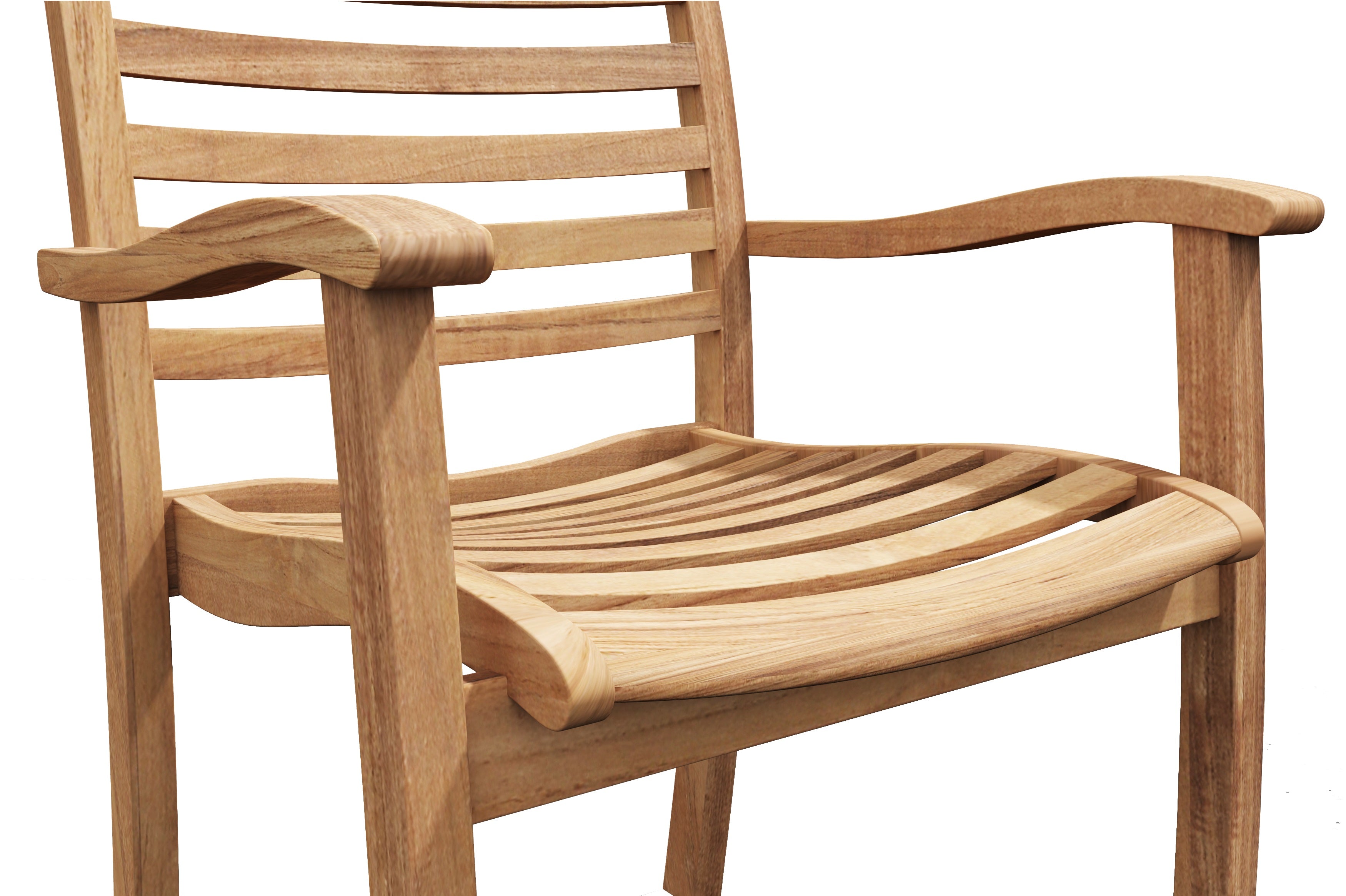 Premium Teak Outdoor Dining Stacking Armchairs - Set of 4 - Weather-Resistant Patio Furniture for Garden, Poolside & Restaurant Use