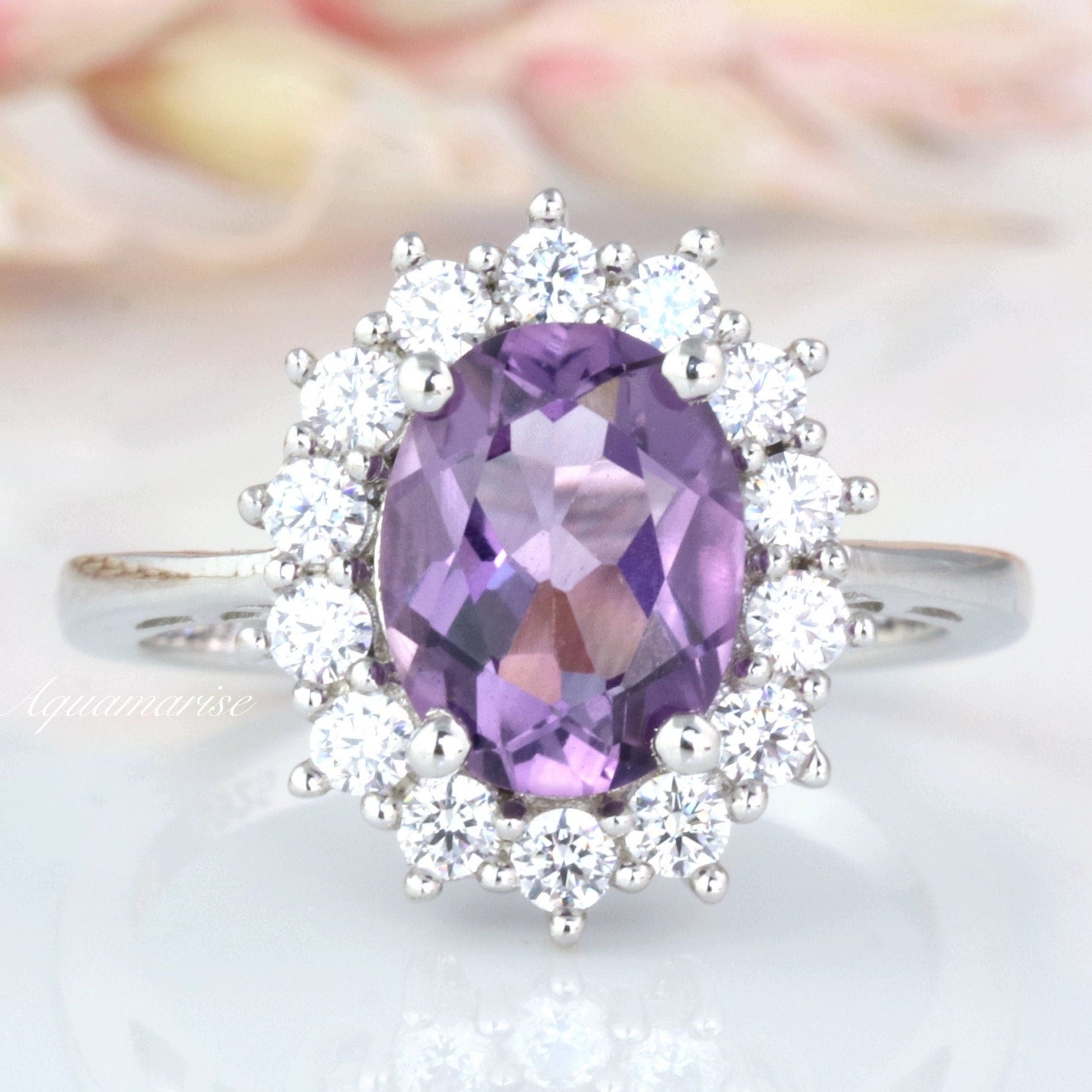 Diana Amethyst Ring for Women - 925 Sterling Silver Jewelry - Elegant Purple Gemstone Ring for Gift, Wedding & Everyday Wear