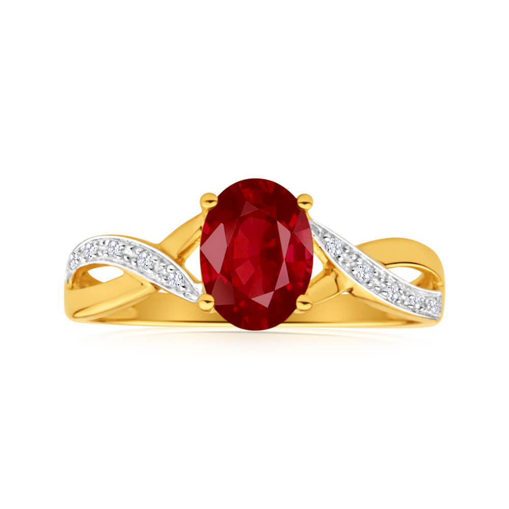 9ct Yellow Gold Diamond and Garnet Ring for Women - Elegant Birthstone Jewelry Gift for Anniversary, Engagement, or Valentine's Day