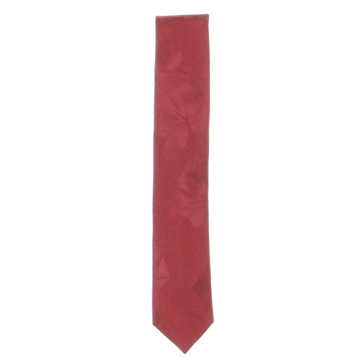 Tommy Hilfiger Men's Red Monstera Plant Silk Pattern Neck Tie for Business, Weddings & Formal Events
