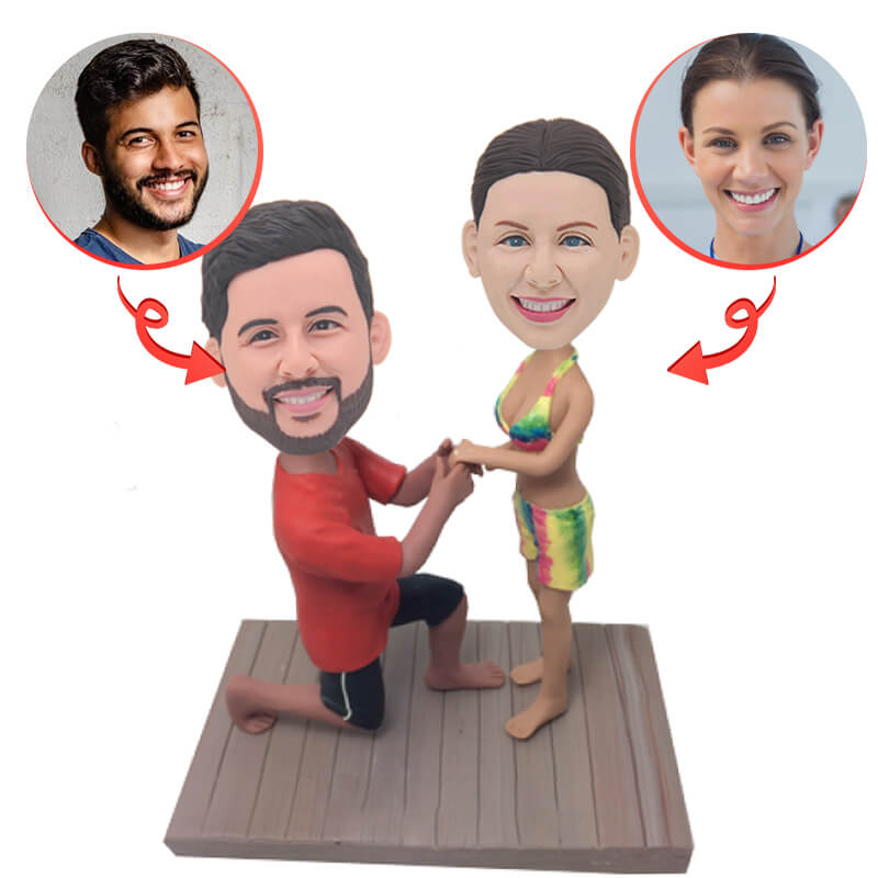 Custom Proposal Bobblehead - Personalized Couple Wedding Gift - Perfect for Marriage Proposals, Anniversaries & Romantic Surprises