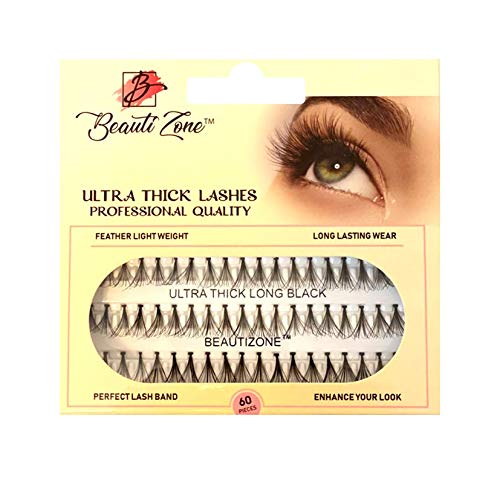 Ultra Thick Individual Eyelash Clusters - False Lashes & Knotted Lash Extensions (12MM Long) for Dramatic Eye Makeup & Special Occasions