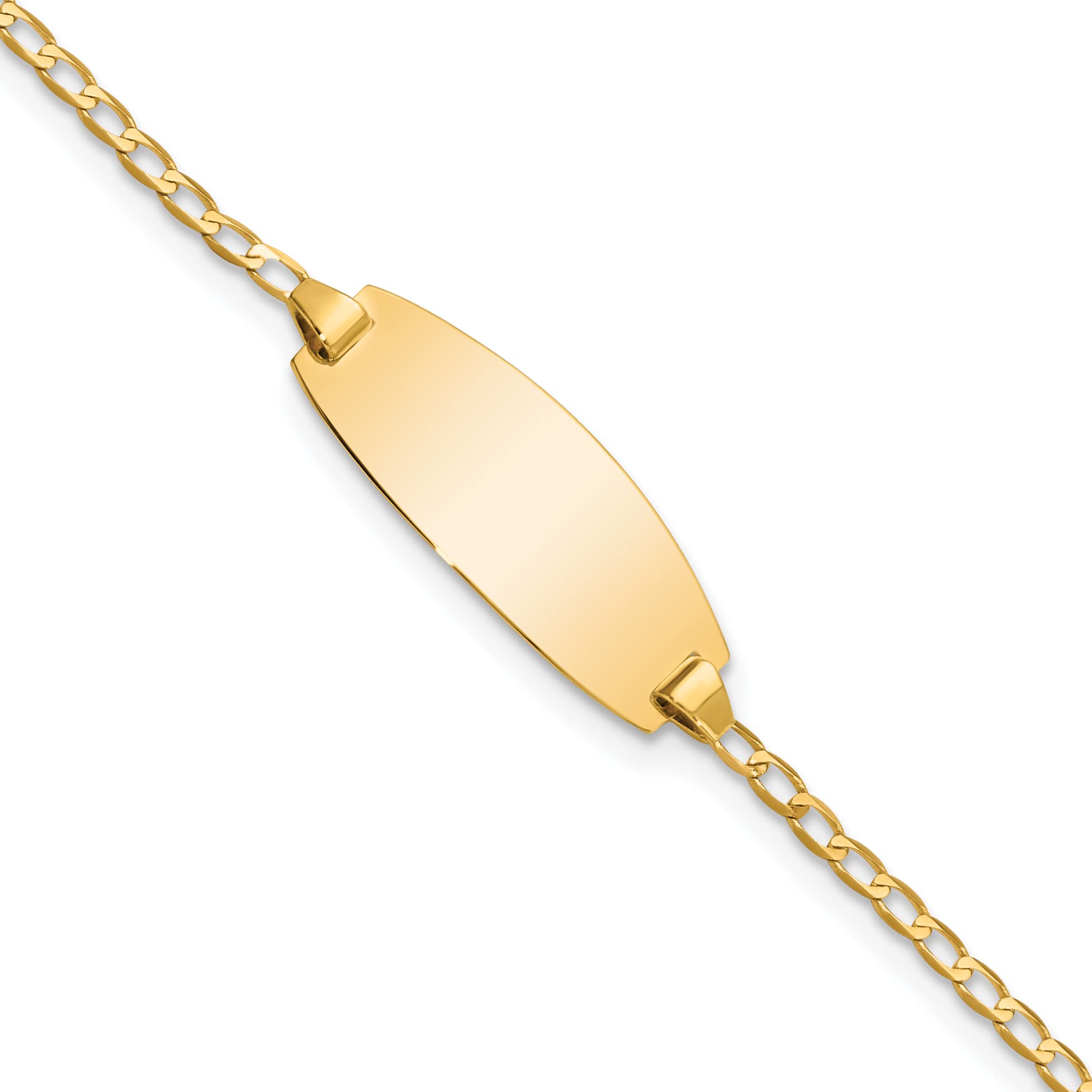 14k Yellow Gold Oval Curb Link ID Bracelet & Anklet - 5.5
