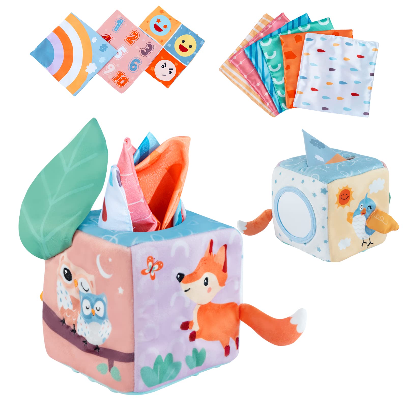Montessori Baby Tissue Box Toy - Sensory Learning Toy for Infants 6-12 Months | Early Development Toy for 1 Year Old Boys & Girls | Perfect for Playtime, Teething & Fine Motor Skills Practice