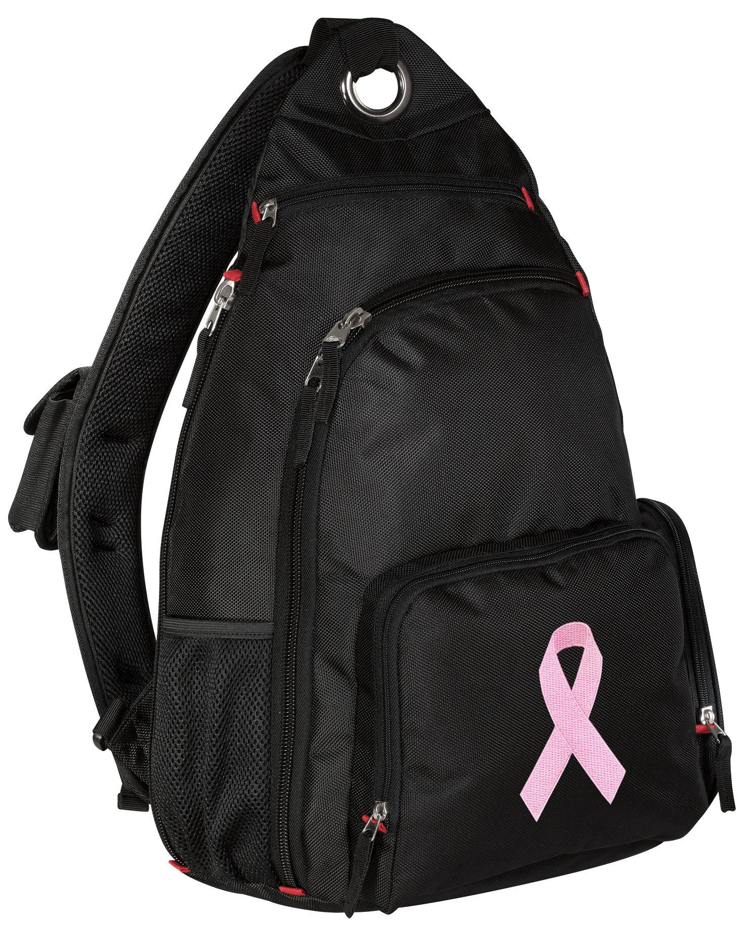 Pink Ribbon Sling Backpack - Adjustable Single Strap Crossbody Bag for Women & Girls, Lightweight & Durable, Perfect for School, Travel, Gym, and Daily Use