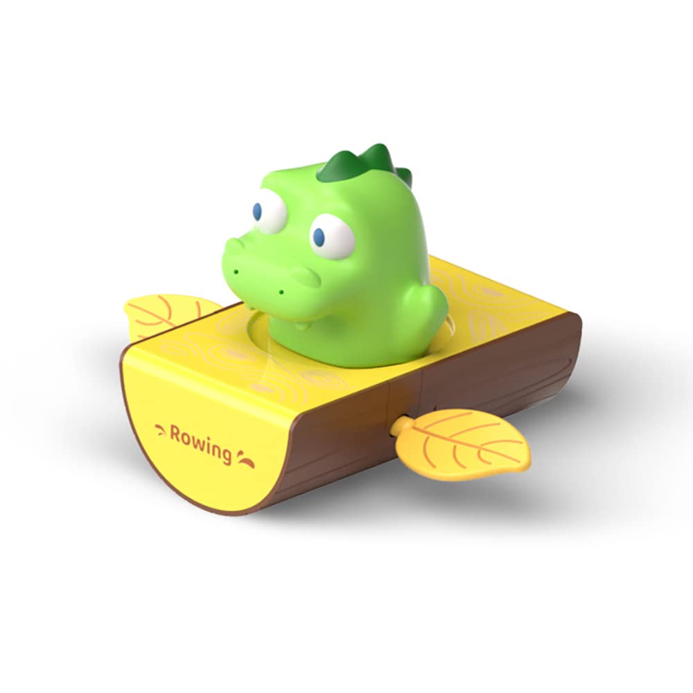 Wind-Up Raft Bath Toy for Kids - Dinosaur & Hippo Floating Boat Toy with Spray Water Function - Fun Bathtub & Pool Water Play Toy for Toddlers (Green Dinosaur) - Perfect for Bath Time, Pool Parties & Indoor Water Play