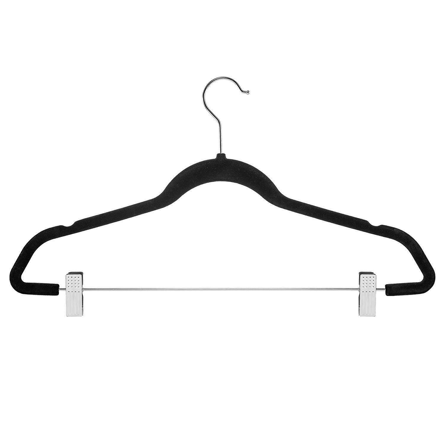 VeahUS 40-Pack Black Skirt Hangers with 360° Swivel Hook - Space Saving Closet Organizer for Pants, Skirts, Dresses & Clothes Storage - Perfect for Home, Retail Stores & Wardrobe Organization
