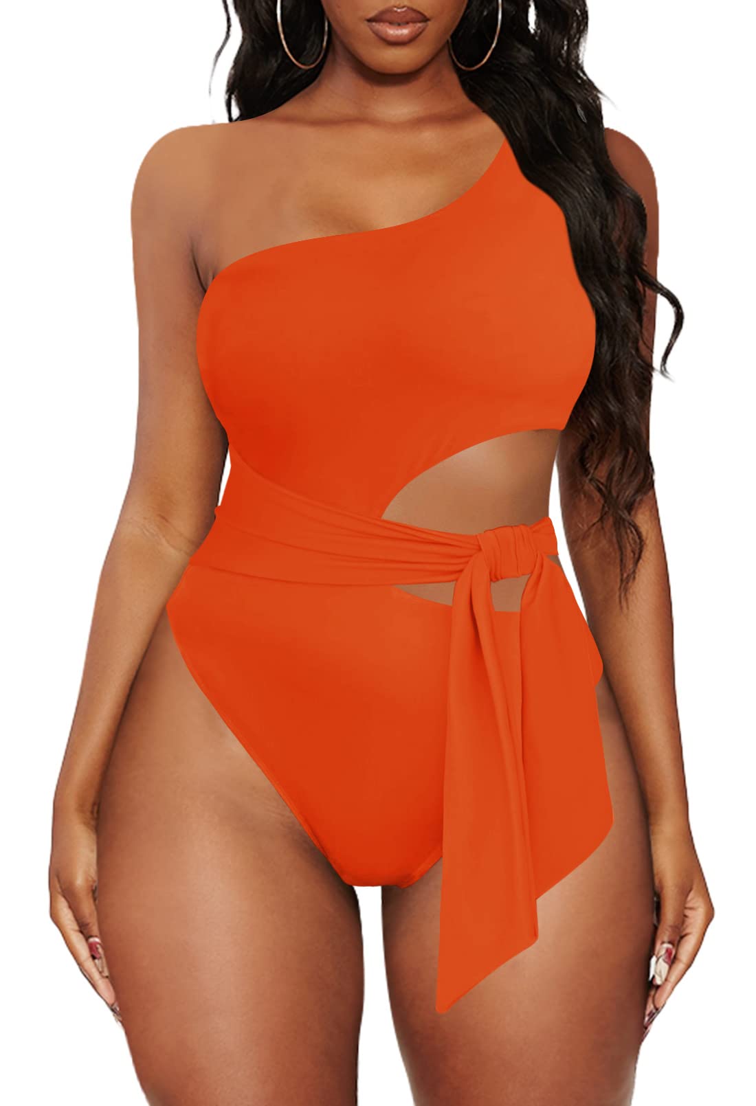Linsery Women's One Shoulder Sexy Cutout High Cut One Piece Swimsuit - Perfect for Beach Vacation, Pool Party & Summer Getaway