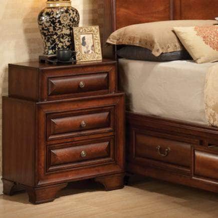 Sofia 3 Drawer Nightstand in Warm Walnut - Modern Bedside Table with Storage for Bedroom, Living Room & Office - Solid Wood Night Stand with Smooth Gliding Drawers