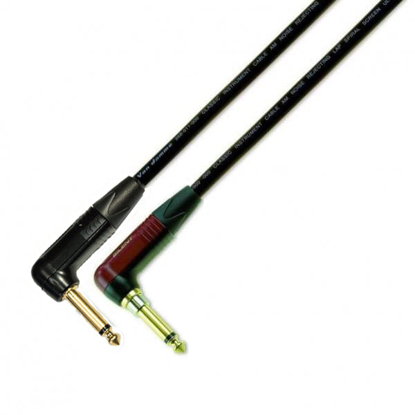 Van Damme Pro Guitar Cable - Gold Plated Right Angle Silent Plug - High-Quality Instrument Cable for Electric Guitar, Bass & Studio Recording - Perfect for Live Performances & Professional Audio Setups