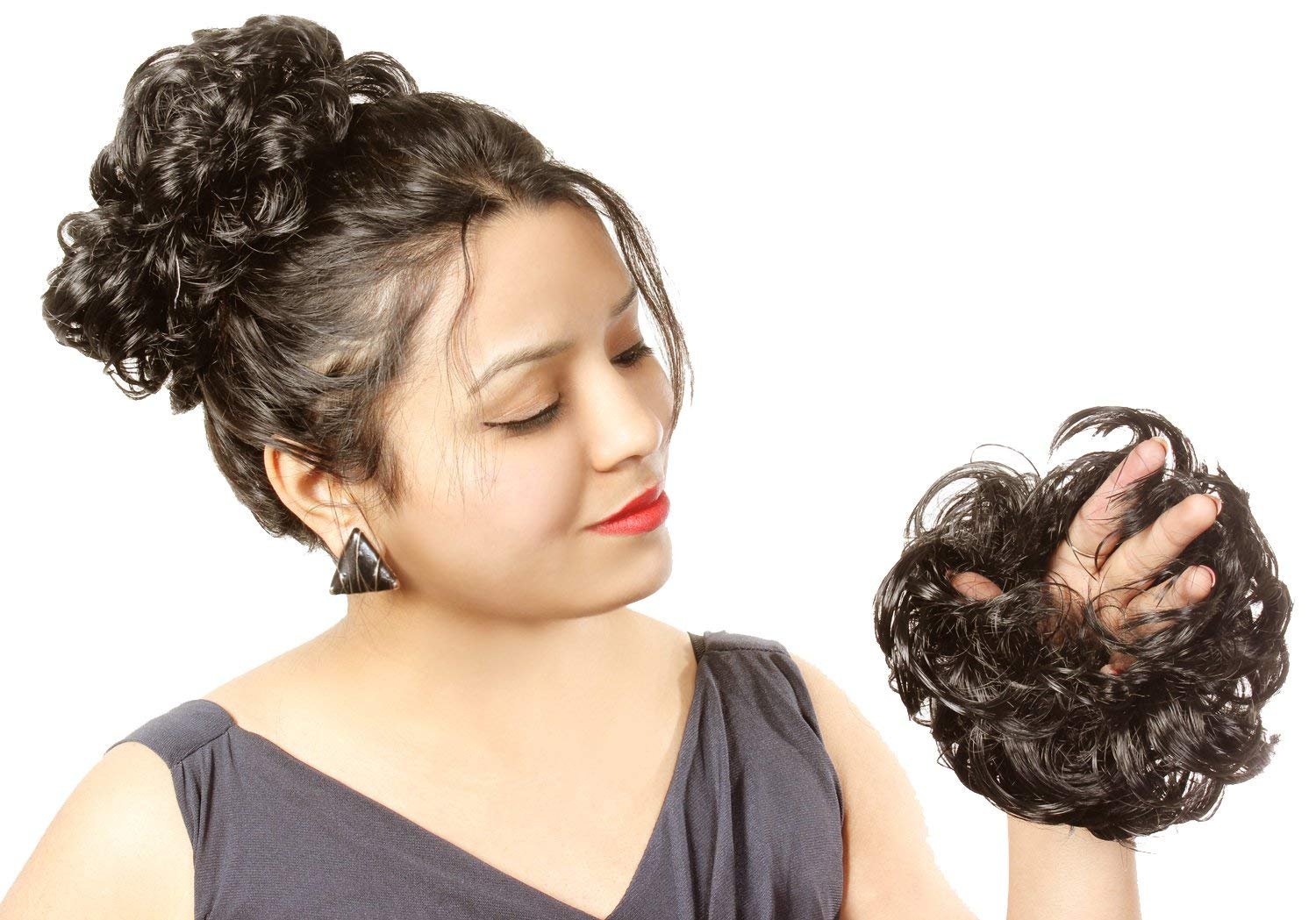 Ritzprime Women's Curly Hair Bride Bun - Brown, Rubber-Free, One Size - Perfect for Weddings, Prom, Cosplay & Special Occasions