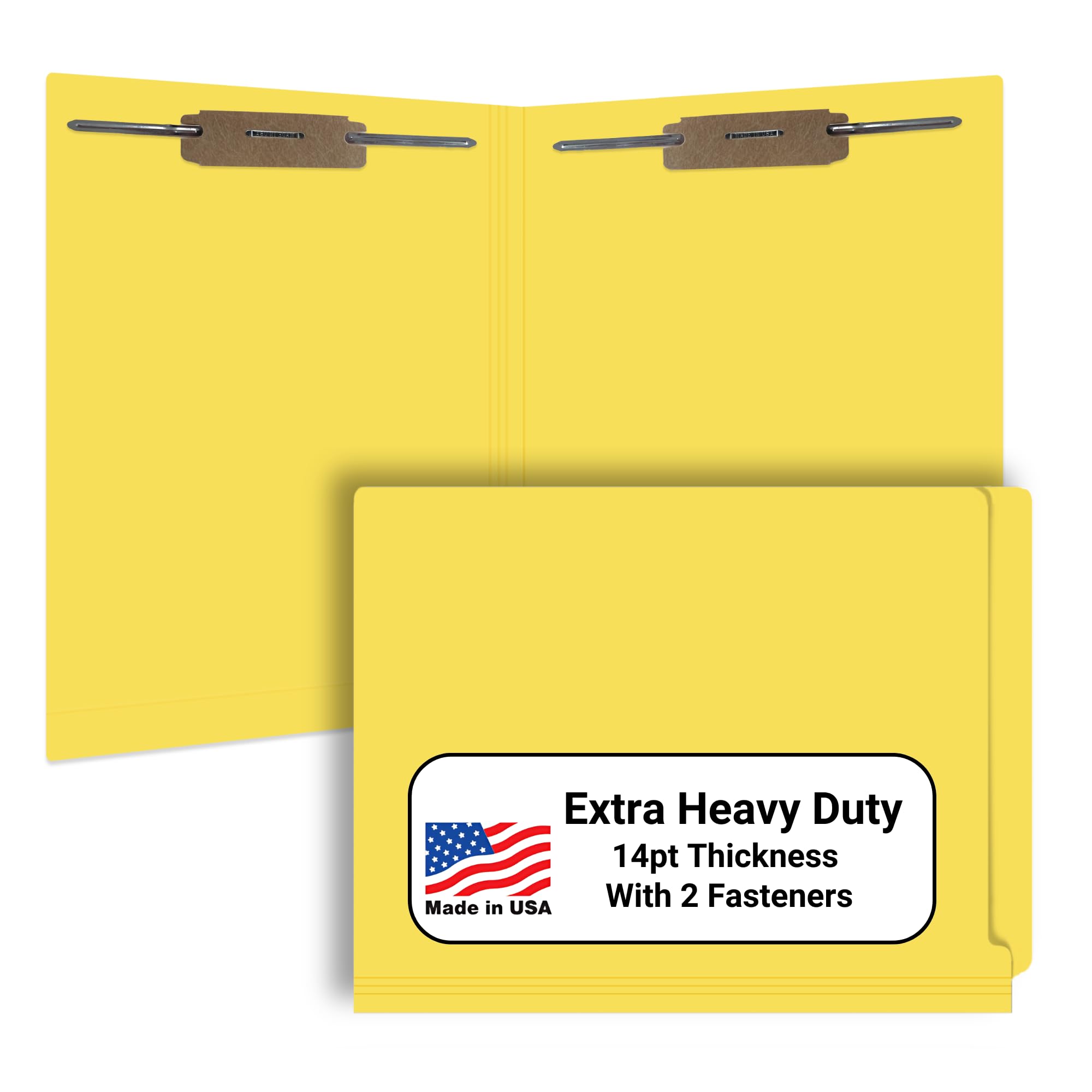 250-Pack Yellow Letter Size File Folders - 14pt Reinforced End Tab with 2
