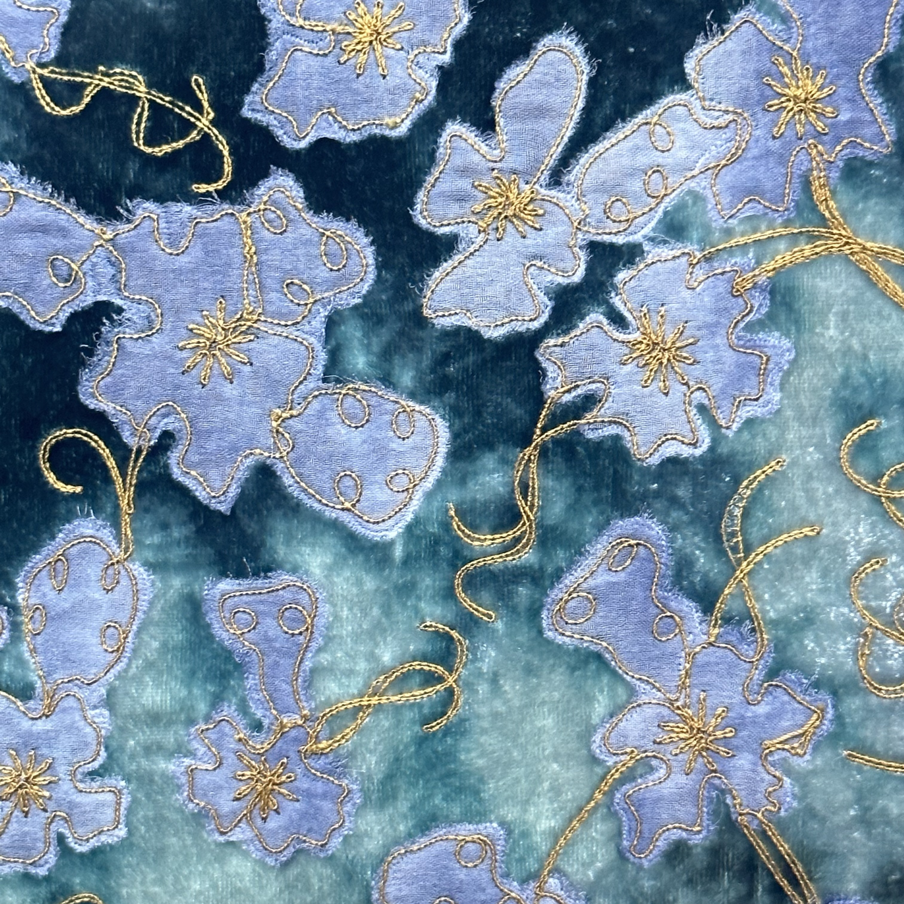 Azura Embroidered Silk Velvet Throw Pillow Cover - Luxurious Shaded Indigo Blue Home Decor for Sofa, Bed & Living Room