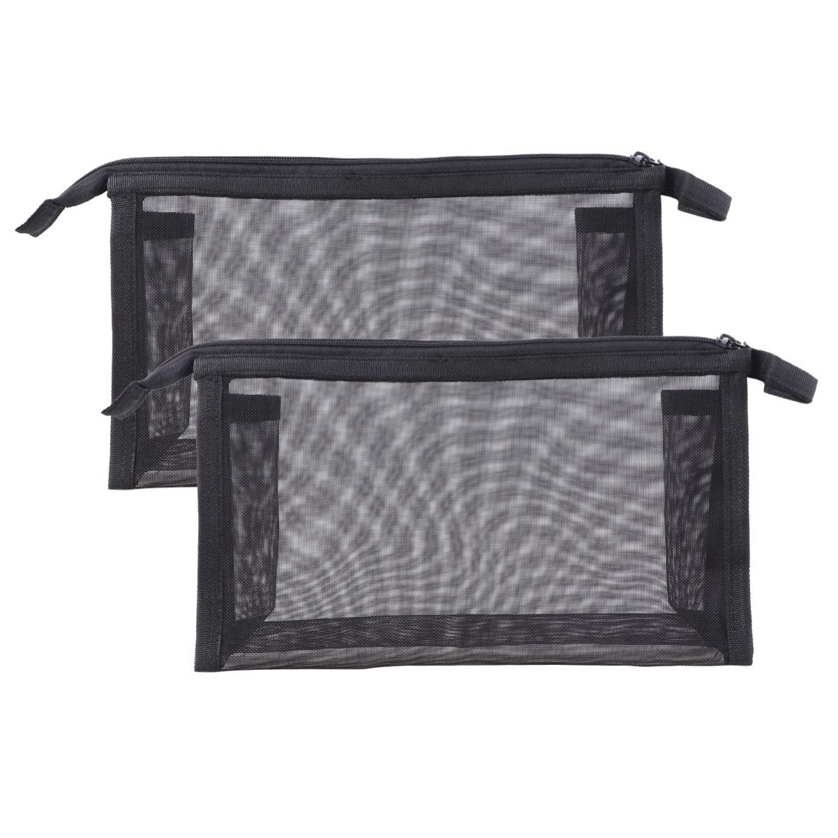 NUOBESTY 2 Pack Clear Mesh Makeup Bags for Travel - Waterproof Cosmetic & Toiletry Organizer - Portable Travel Essentials for Women, Gym, Vacation & Daily Use