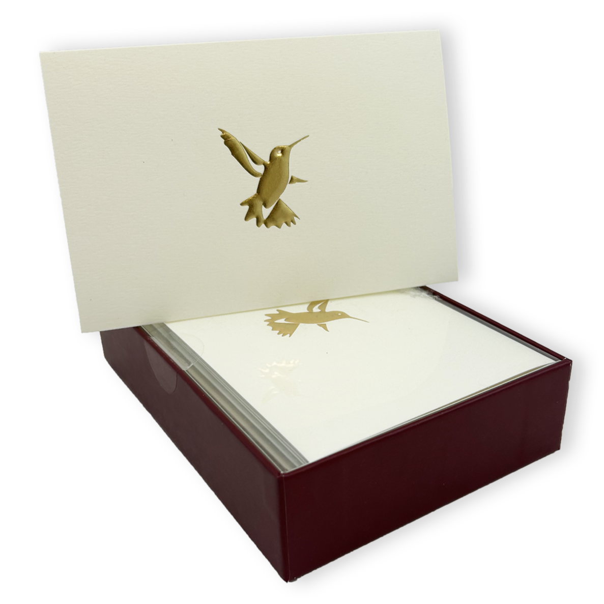 Golden Hummingbird Embossed Note Cards - Elegant Stationery for Thank You Notes, Greeting Cards & Wedding Invitations - Perfect for Special Occasions & Thoughtful Gifts