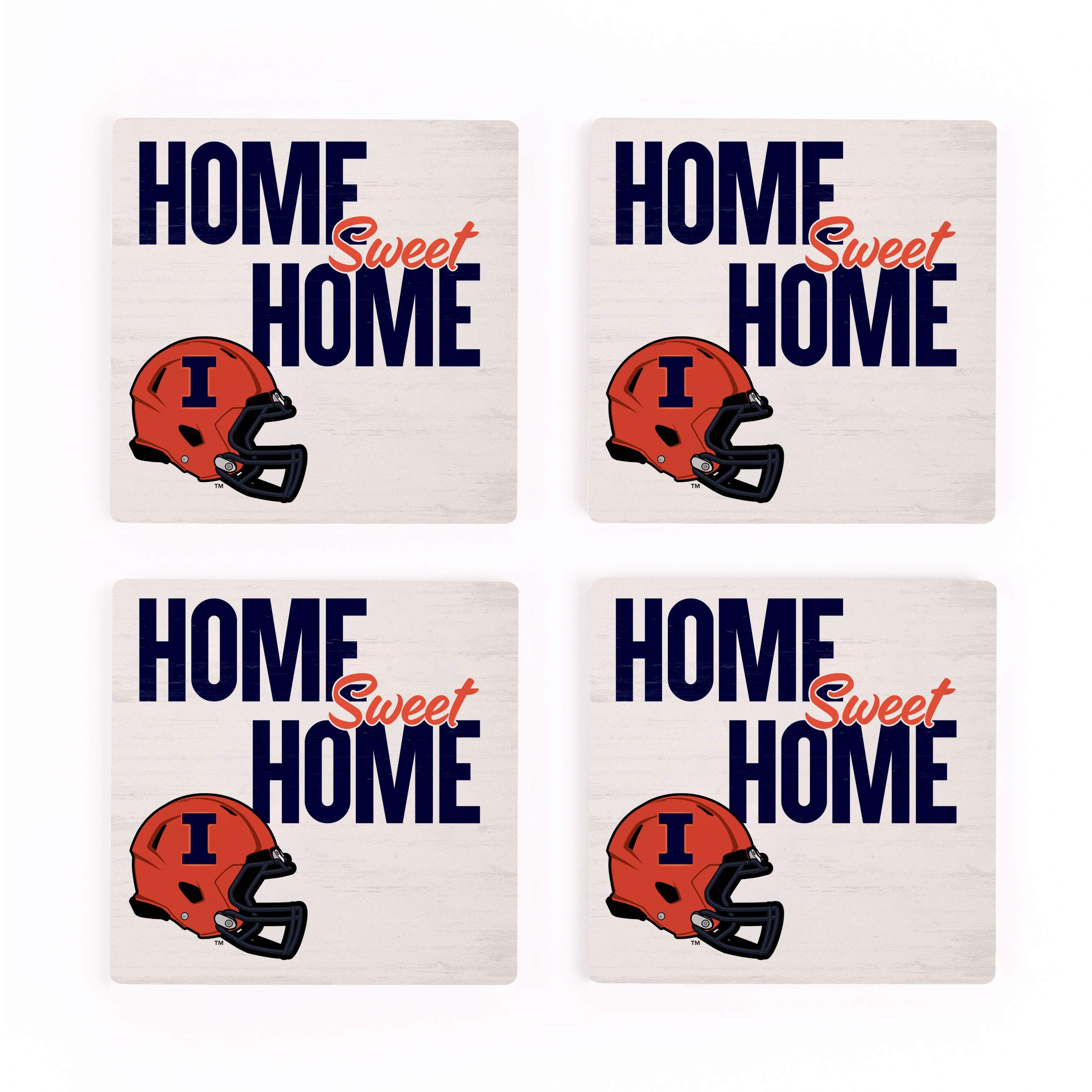 University of Illinois Ceramic Coasters Set of 4 - 4x4 Inch Absorbent Drink Coasters for Home, Office & Dorm Decor - Perfect Gift for Alumni & College Fans