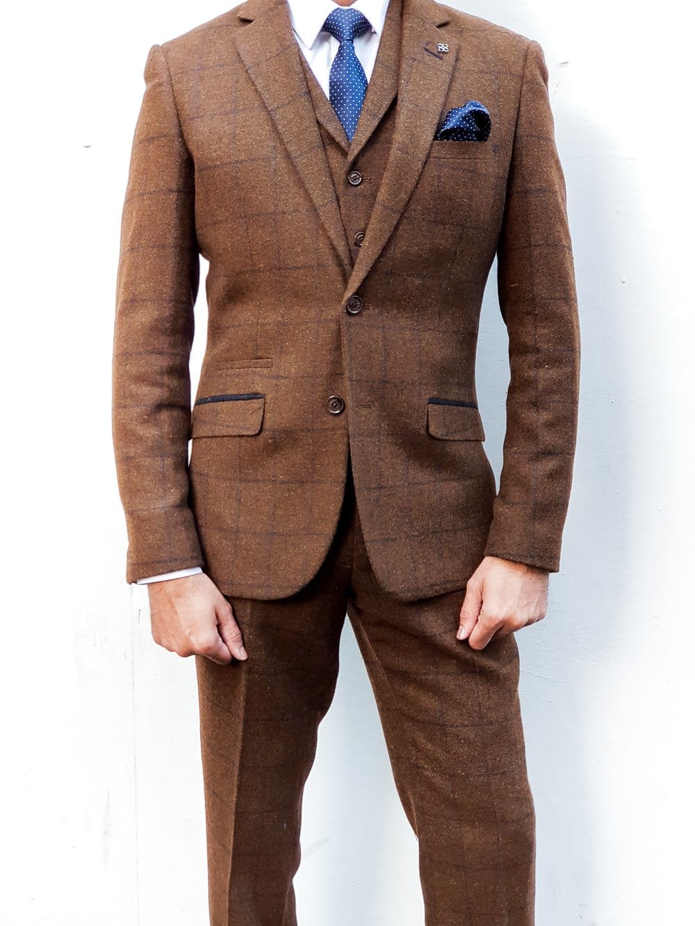 Cavani Kemson Men's Slim Fit Tweed Jacket in Brown - Stylish & Comfortable for Office, Business Meetings & Casual Outings