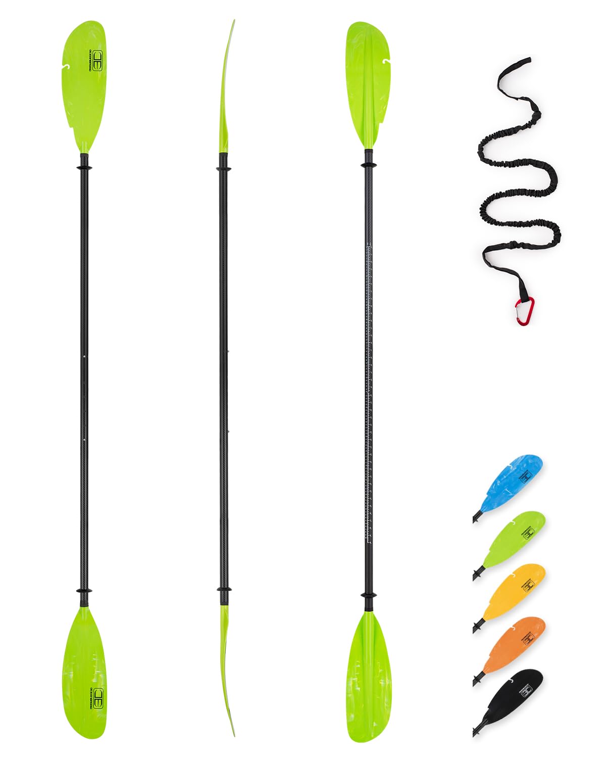 Premium Adjustable Carbon Fiber Fishing Kayak Paddle 94-102 inch (240-260cm) with Paddle Leash - Lightweight & Durable for Kayaking, Fishing, and Outdoor Water Sports