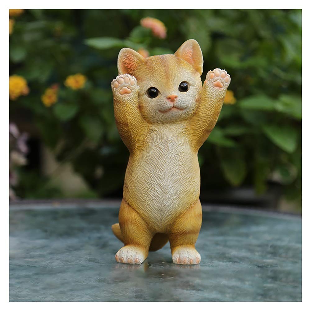 Cute Miniature Cat Resin Garden Sculpture - Handmade Outdoor Statue for Lawn, Patio & Yard Decor | Perfect for Gardening, Home & Gift Use