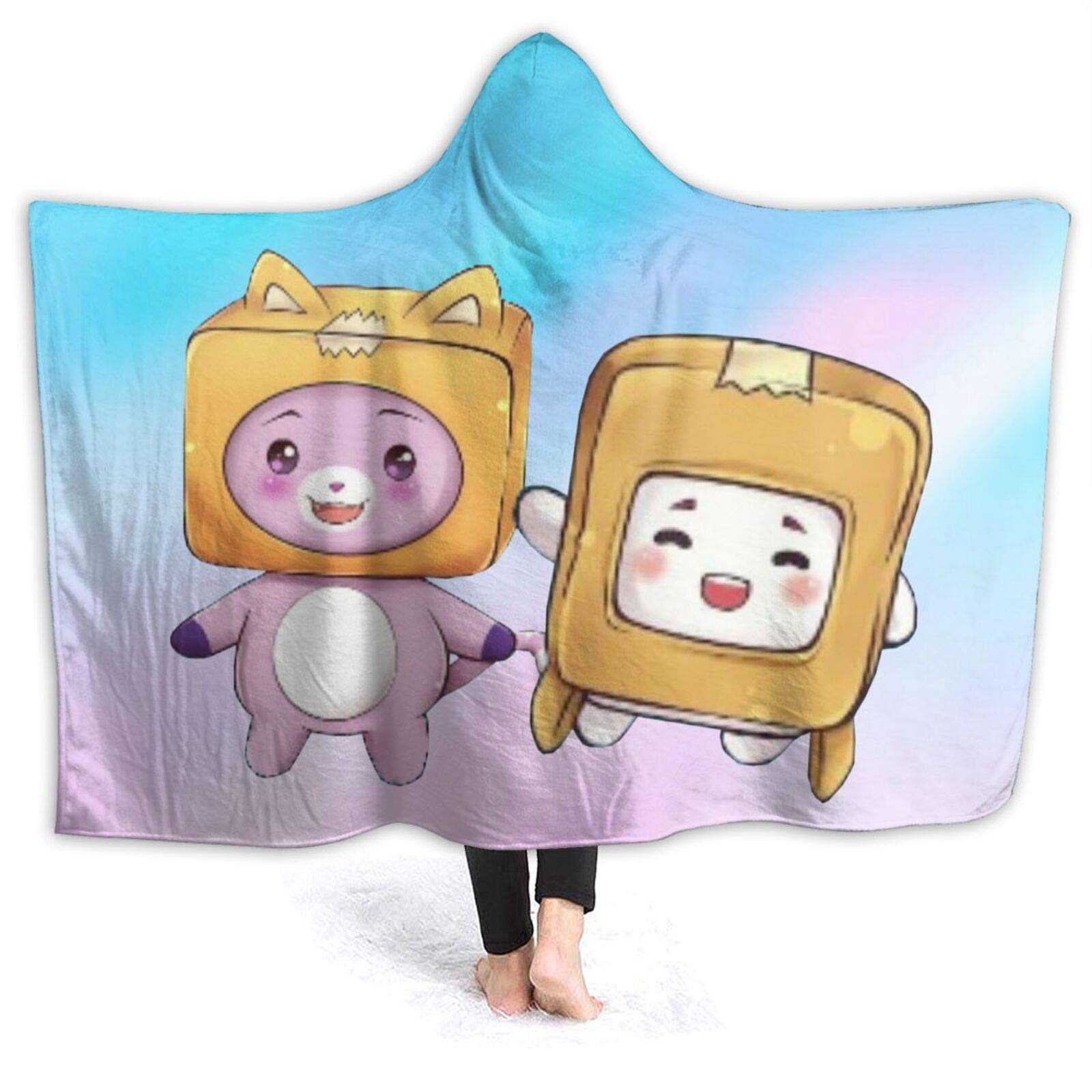 Lankybox Merch - Boxy Stylish Hooded Blanket, Anti-Pilling Flannel Wearable Blanket Hoodie, Plush Warm Blanket 50