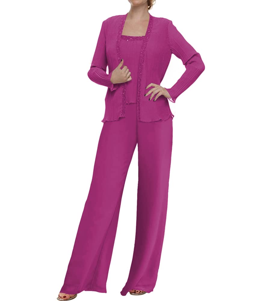 3 Piece Mother of The Bride Pant Suit Set - Elegant Chiffon Beaded Formal Dress for Wedding Guest, Groom & Women's Evening Wear - Perfect for Weddings, Galas & Special Occasions