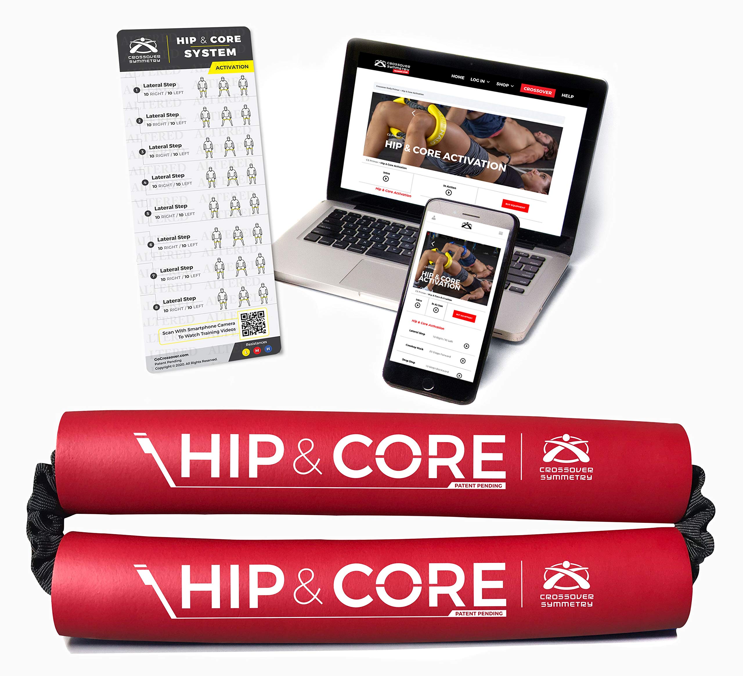 Crossover Symmetry Hip & Core System - Loop Resistance Bands for Home Workout, Stretch & Strengthen Legs, Glutes, Hips & Thighs | Includes Online Exercise Guide | Perfect for CrossFit, Yoga & Physical Therapy Recovery