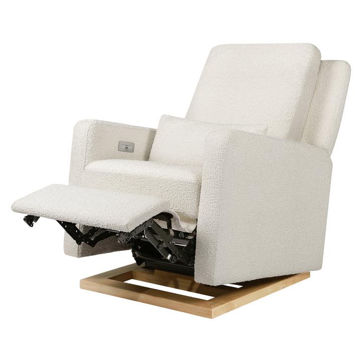 Babyletto Sigi Electronic Glider and Recliner Chair - Ivory Boucle Upholstery with Light Wood Base - Nursery Glider for Breastfeeding & Baby Room Decor