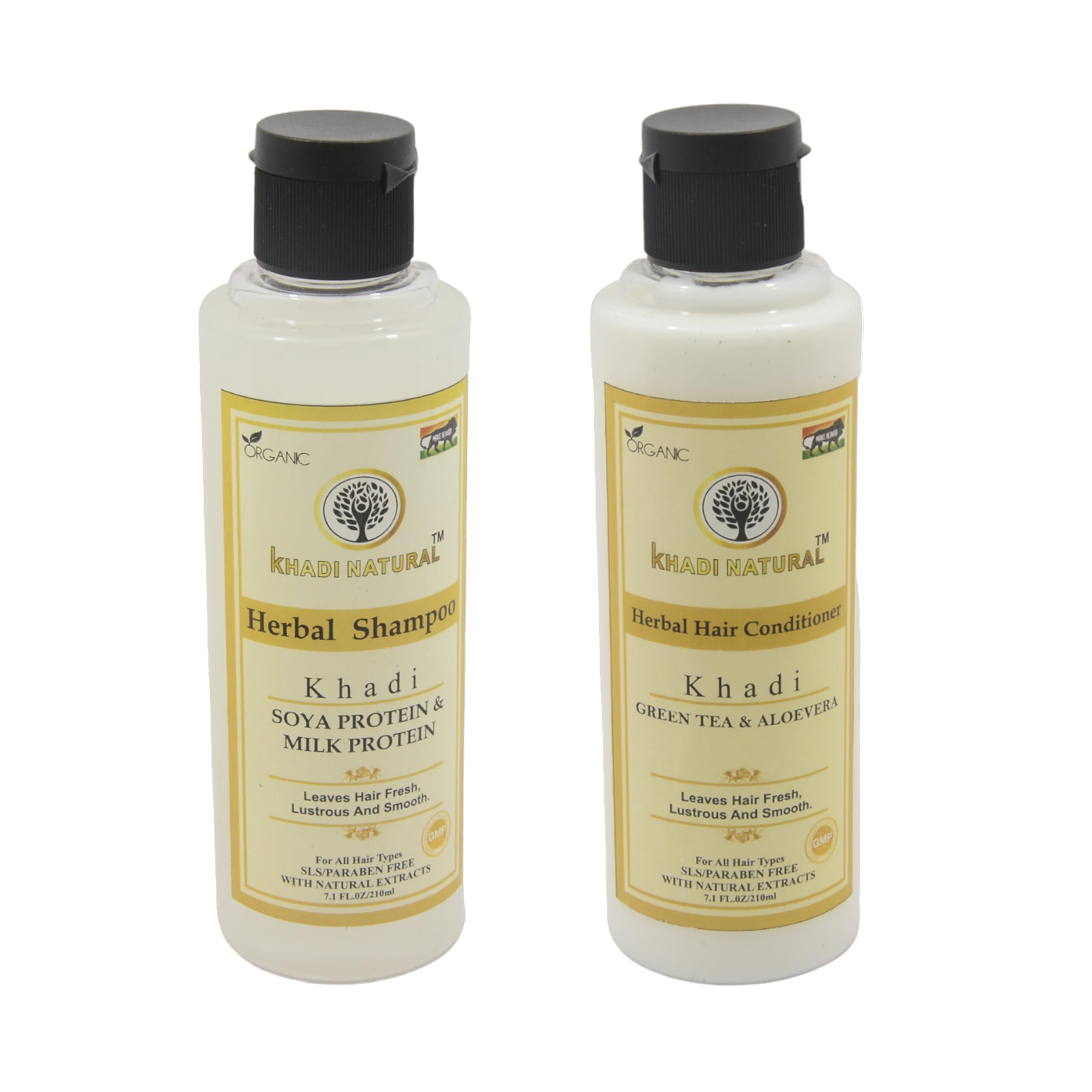 Khadi Natural Soya Protein & Milk Protein Shampoo with Green Tea & Aloe Vera Conditioner Set - Nourishing Hair Care Bundle for Dry, Damaged Hair | Sulfate-Free & Vegan Formula | Perfect for Daily Hair Repair & Scalp Hydration