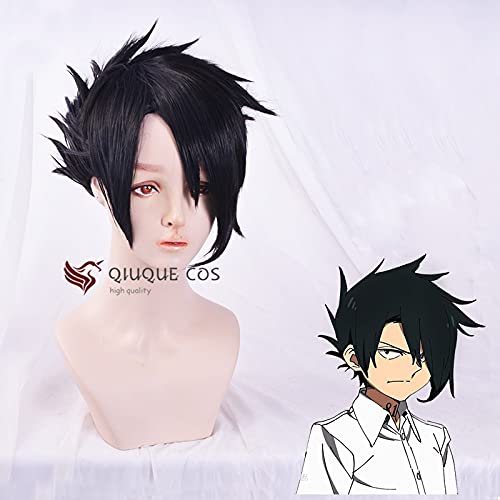 Ray Cosplay Wig from The Promised Neverland Anime - Black Synthetic Hair Wig with Cap | Perfect for Anime Conventions, Halloween Costumes & Cosplay Events