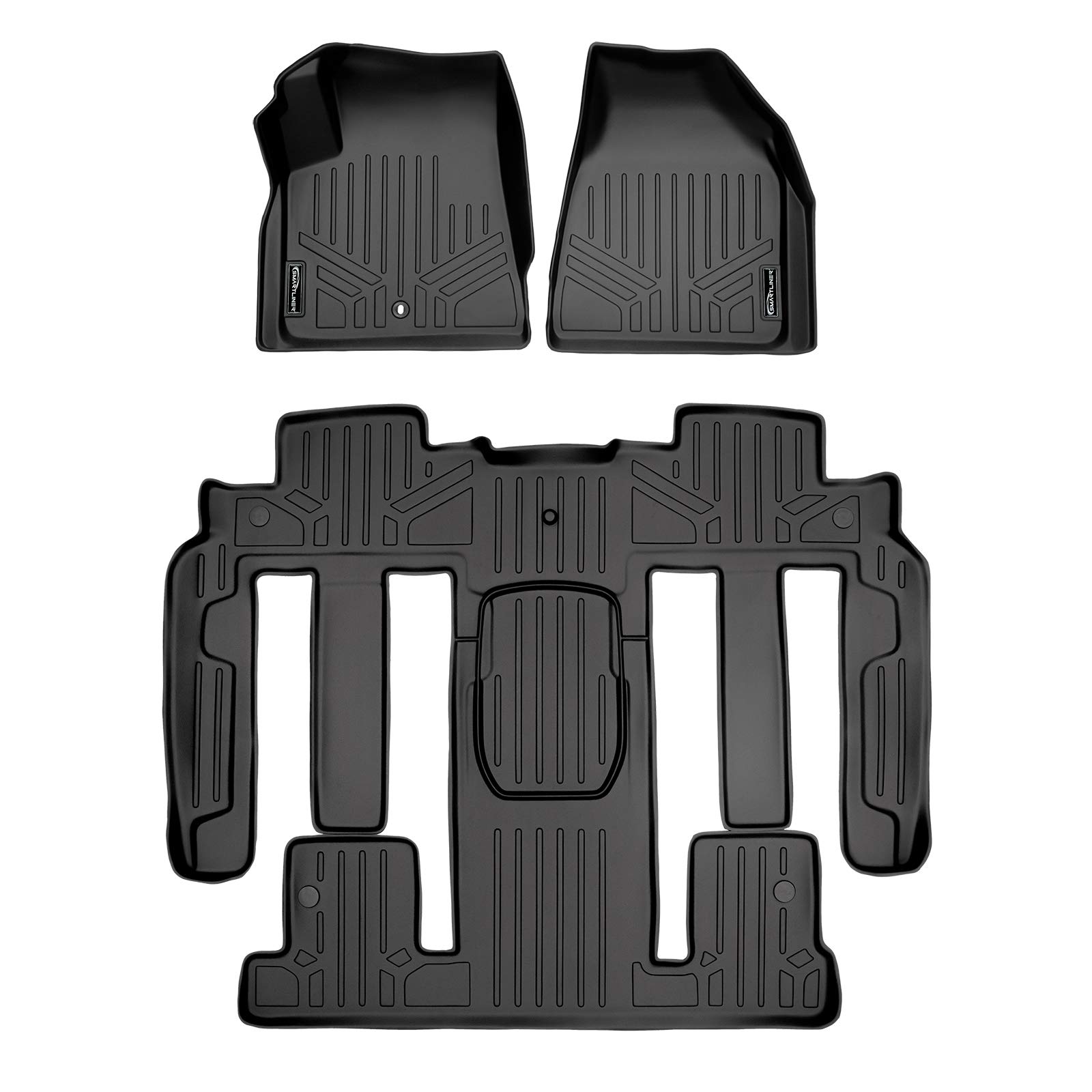 SMARTLINER Custom Fit 2 Row Black Floor Mats for 2007-2008 Saturn Outlook, GMC Acadia & 2008 Buick Enclave - Premium Car Floor Liners with Bucket Seats Compatibility (2nd Row) | All-Weather Protection & Easy Cleaning for SUVs