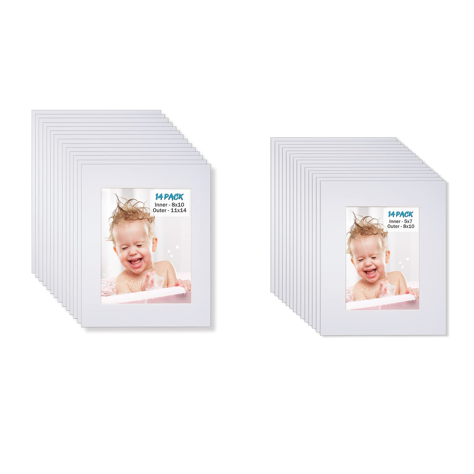 Egofine 11x14 & 8x10 White Acid-Free Picture Mats for Framing Photos, Artwork, and Certificates - Perfect for Home Decor, Gallery Displays, and Professional Presentations