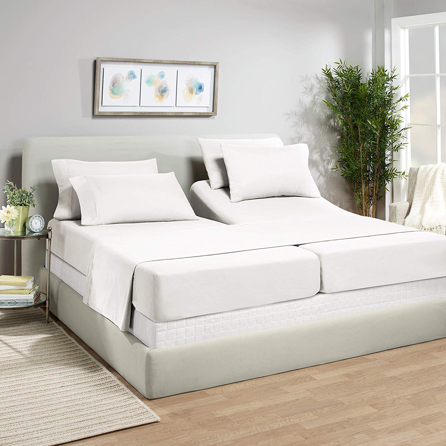 Premium 5-Piece Split King Sheet Set - 100% Egyptian Cotton 800 Thread Count - Deep Pocket Fits 12