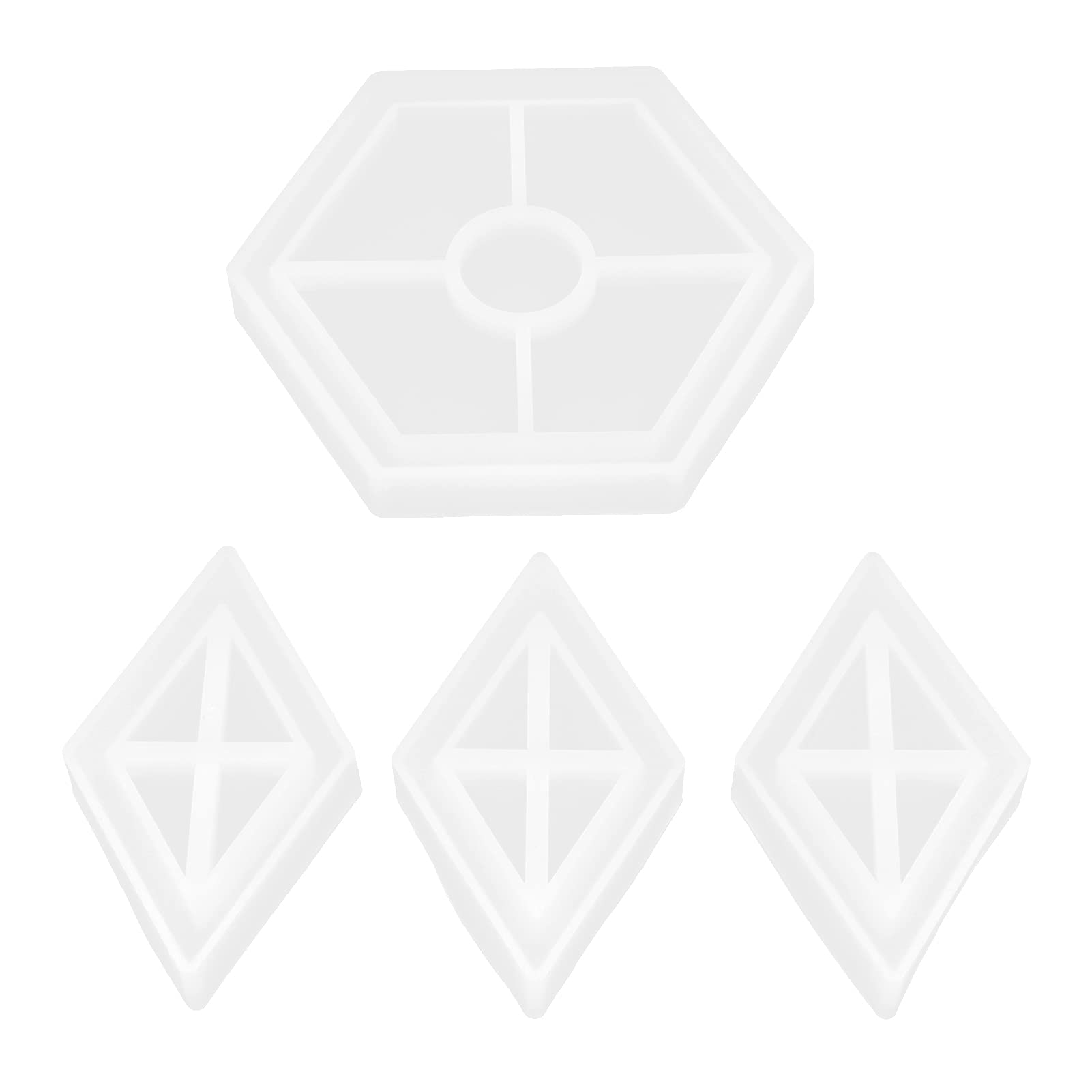 Zerodis 4-Piece Rhombic Silicone Casting Molds for DIY Crafts, Resin Jewelry Making, Soap & Candle Molds - Perfect for Home Decor, Gift Making and Creative Storage Solutions