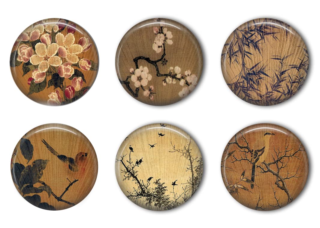 Chinese Fan Design Refrigerator Magnet Set - 6 Pcs Traditional Asian Decorative Magnets for Fridge, Whiteboard & Metal Surfaces | Perfect for Home, Office & Kitchen Organization