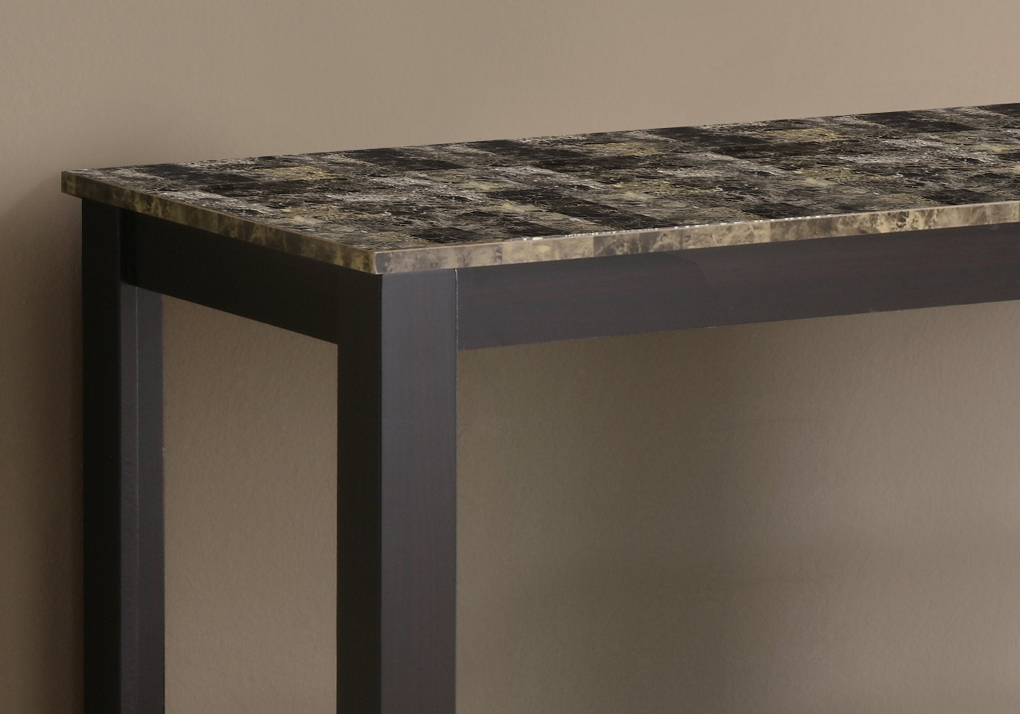 Modern Accent Table with Cappuccino Marble Top - 44 Inch Console Table for Living Room, Entryway, or Bedroom Decor