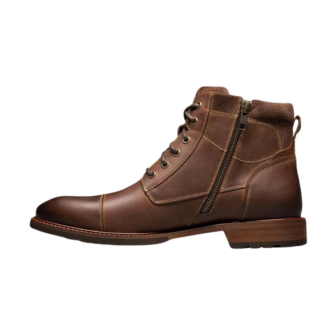 FLORSHEIM LODGE CAP TOE LACE UP BOOTS FOR MEN - DURABLE LEATHER WORK BOOTS FOR OUTDOOR, CASUAL & OFFICE WEAR