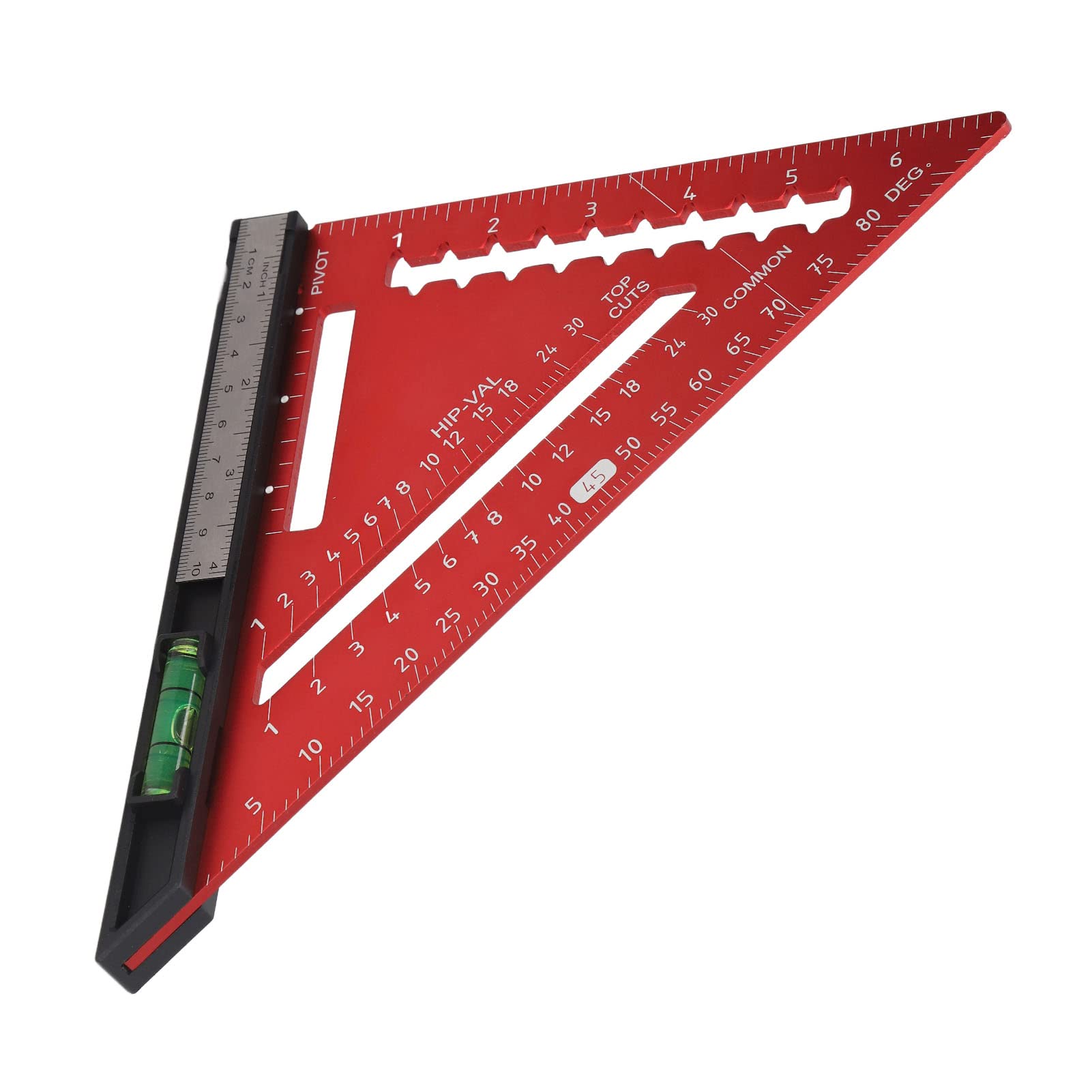 Premium Aluminum Alloy Rafter Square - Detachable Hard Triangle Square Ruler with Clear Scale for Woodworking & Construction | Perfect for Framing, Roofing & DIY Projects (Red)