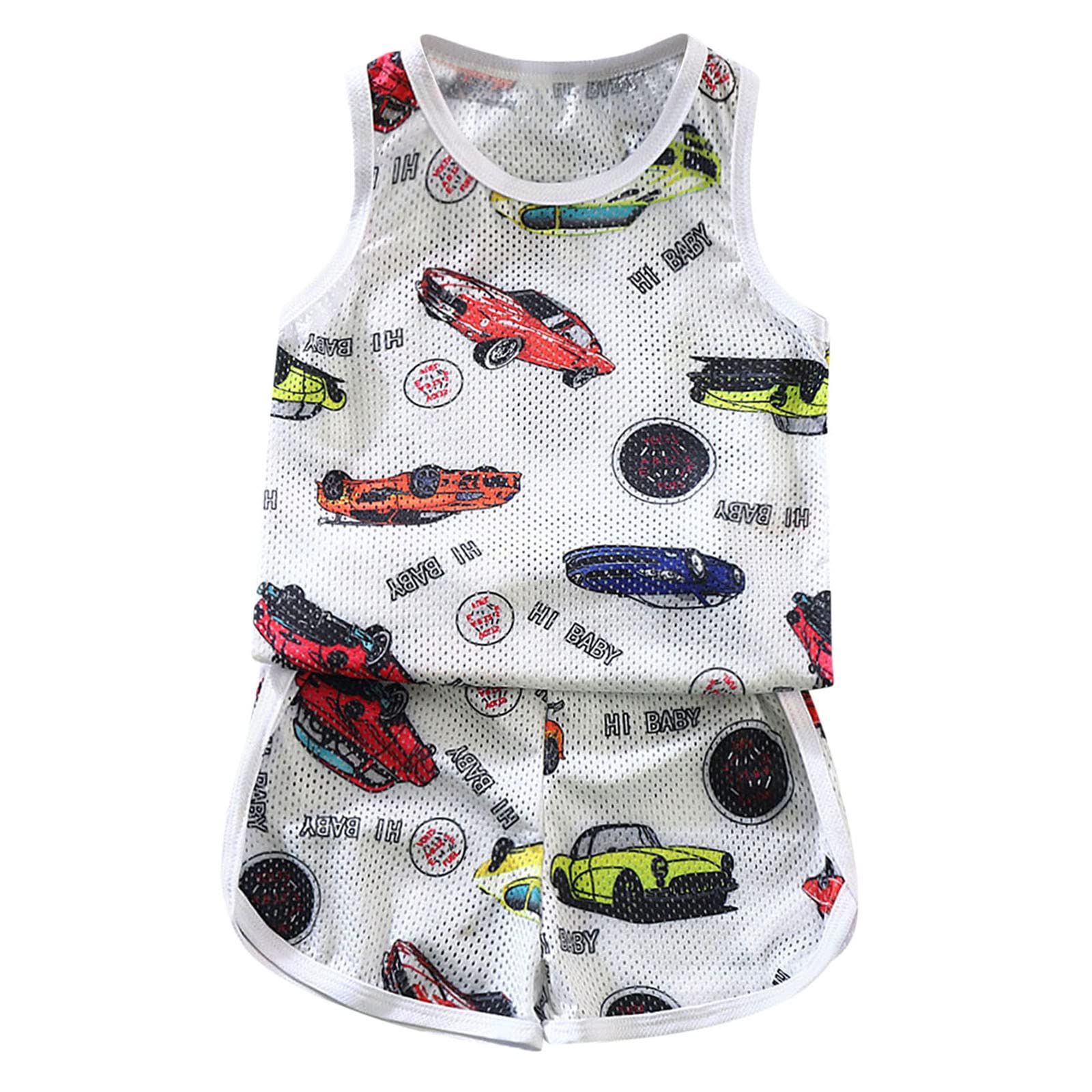 Boys & Girls Sleeveless Dinosaur Floral Vest T-Shirt - Cute Cartoon Print Summer Top for Toddlers (White, 6-7 Years) | Perfect for Playdates, Daycare & Outdoor Activities