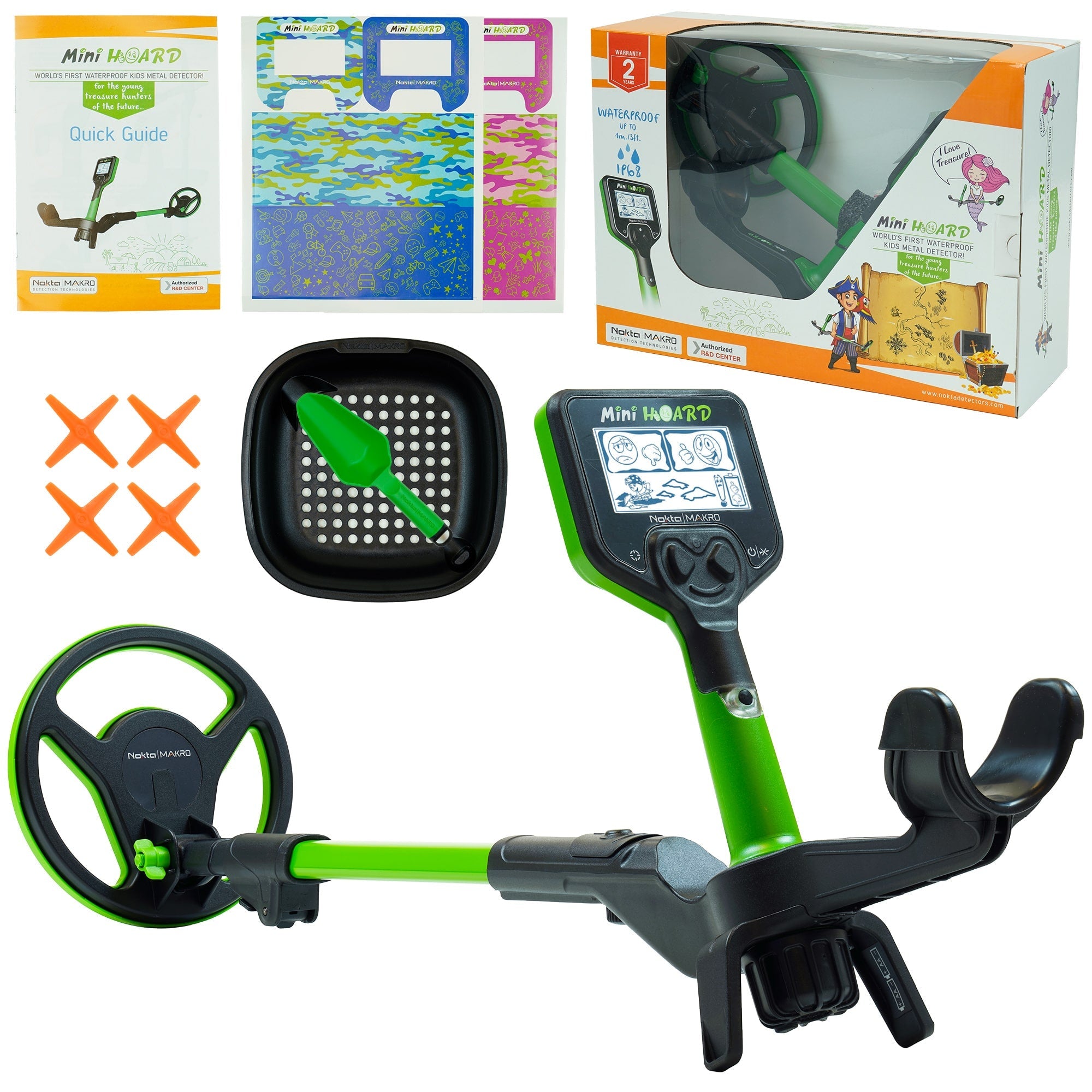 Nokta Mini Hoard Cool Kit - Waterproof Metal Detector for Kids with Adjustable Stem | Perfect for Beach Treasure Hunting, Backyard Adventures & Outdoor Exploration